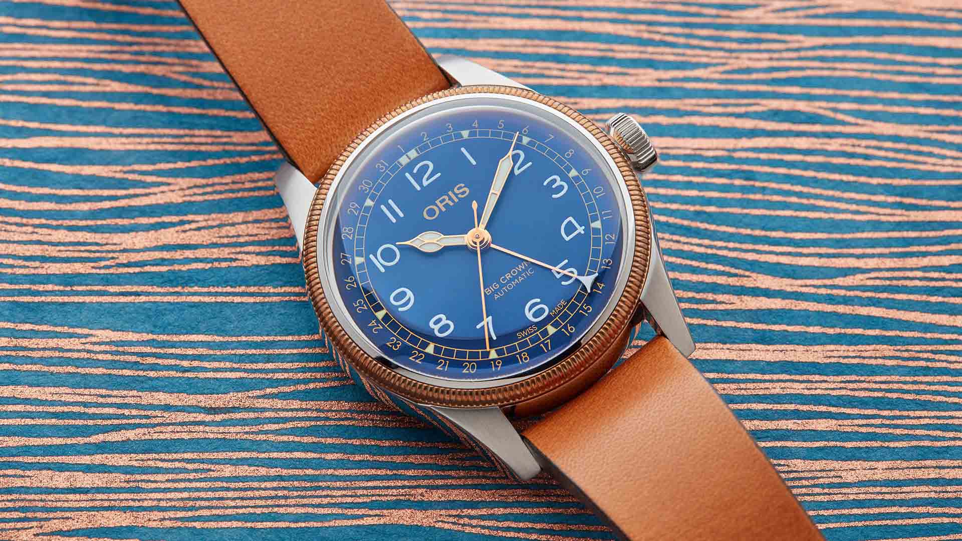 Oris Oris Big Crown Pointer Date 01 754 7741 4365-07 5 20 71, big crown швейцария мужские часы на браслете кожаный боковой вид